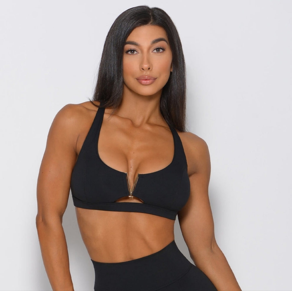 Bombshell Sportswear Black Knockout Sports Bra Size Small